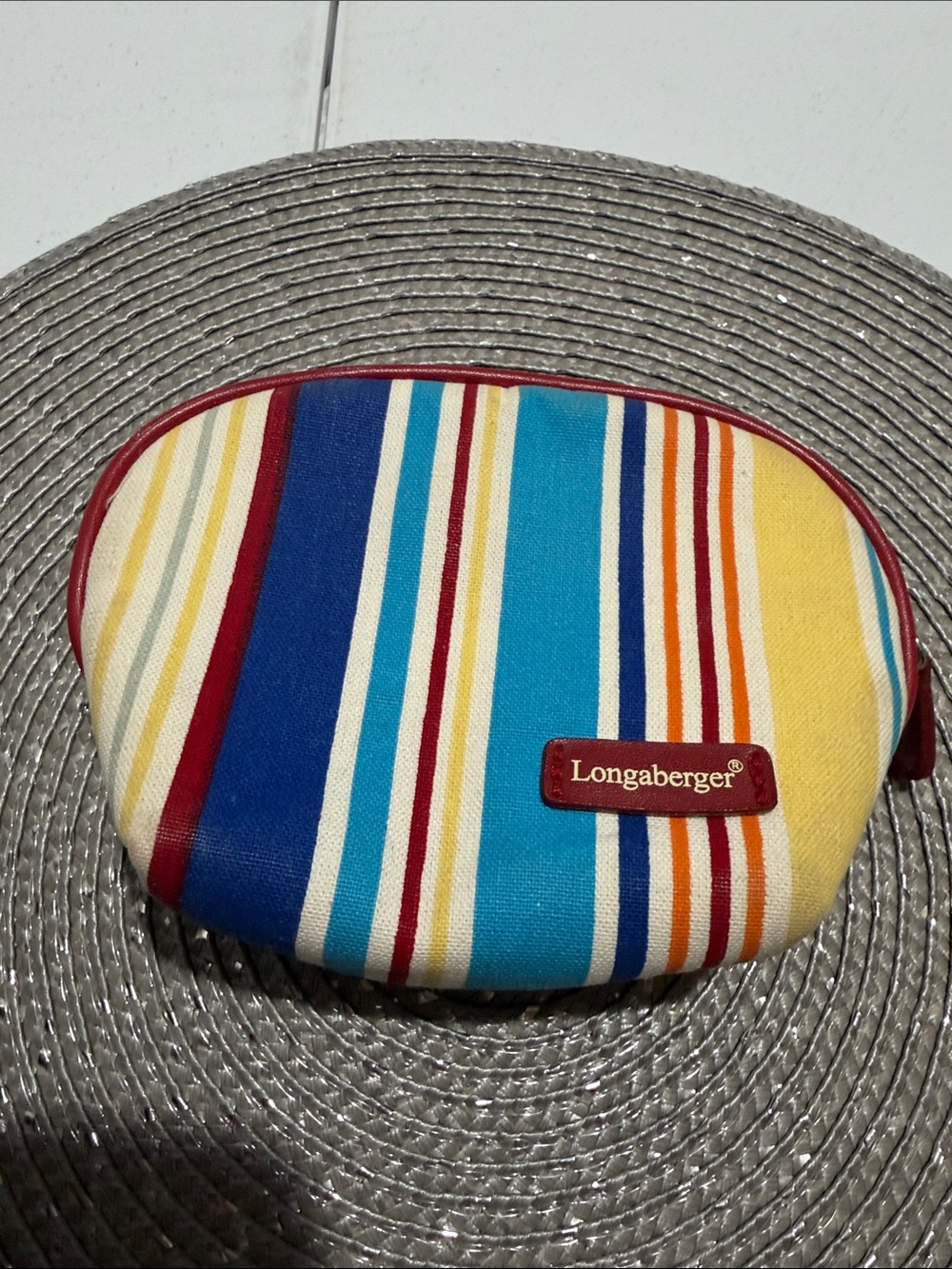 Longaberger Colorful Striped Zip Cosmetic Case